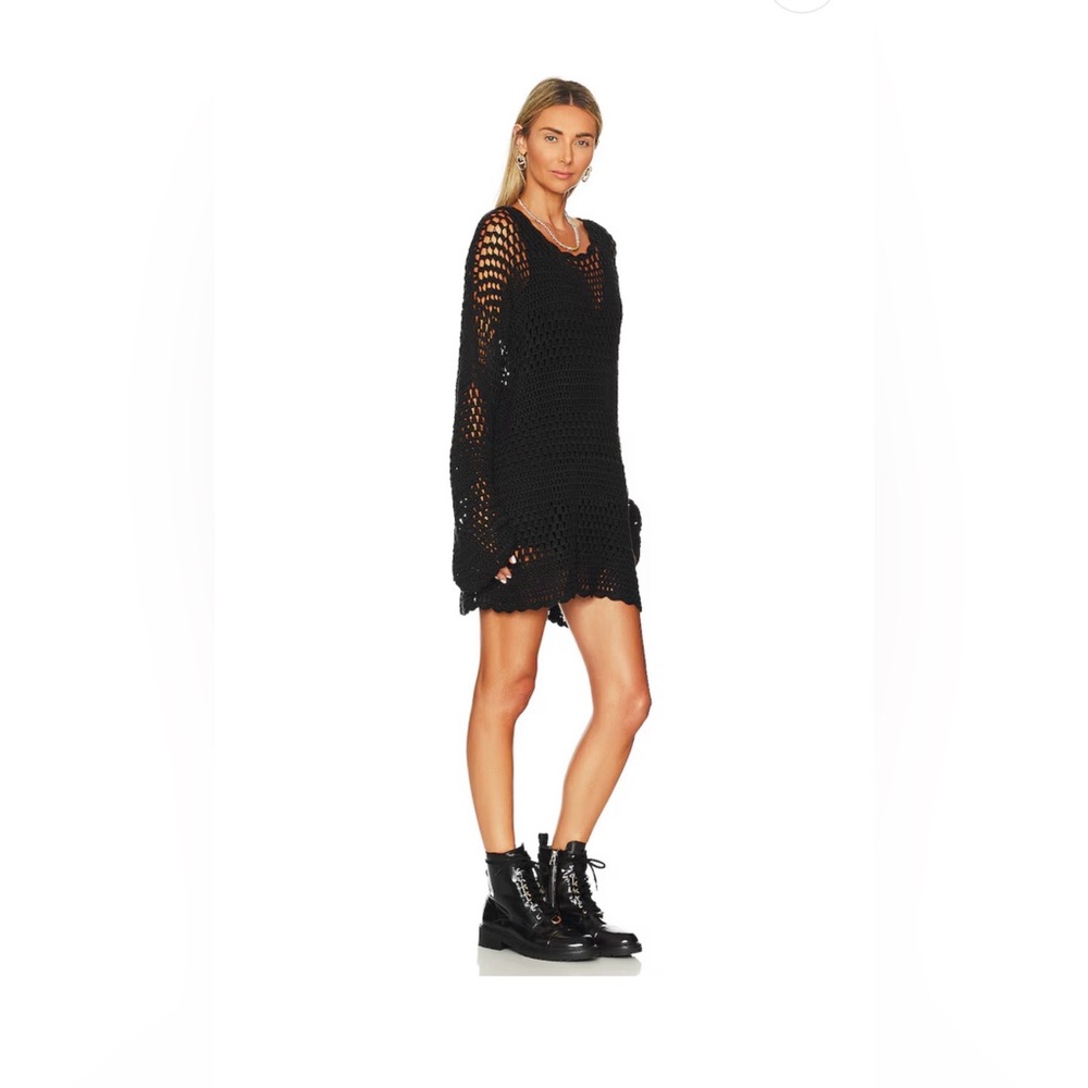 054-Show me your MuMu Black Crochet Scoop Neck Sweater or bathing suit cover up